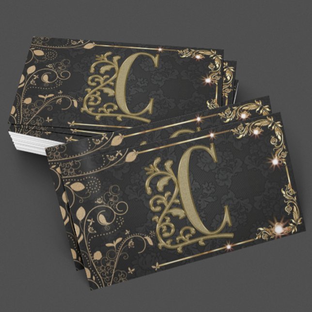 Premium Monogram Black Gold Sparkcard Visitenkarte (Von Creator hochgeladen)