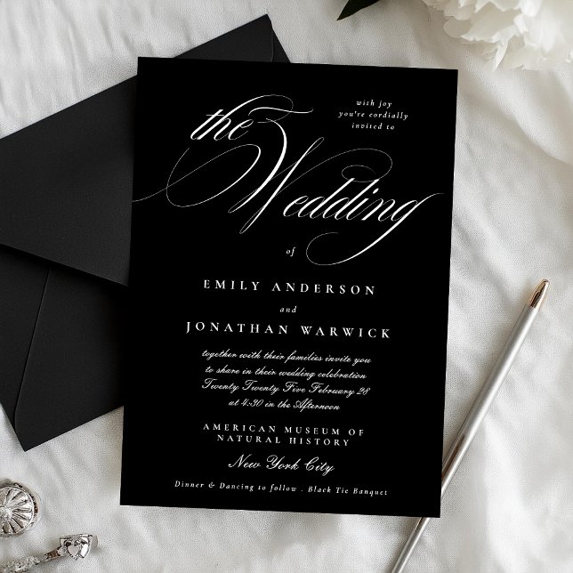 Premium Onyx Elegante Kalligrafie Die Hochzeit Einladung (Von Creator hochgeladen)