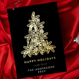 Premium Onyx Gold Frohe Weihnachten Pine Tree Happ Folien Feiertagskarte