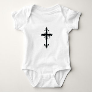Premium-Ornamentales geschnitztes Kreuz Kunst Baby Strampler