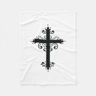 Premium-Ornamentales geschnitztes Kreuz Kunstwerk Fleecedecke