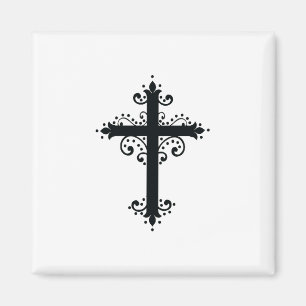 Premium-Ornamentales geschnitztes Kreuz Kunstwerk Magnet