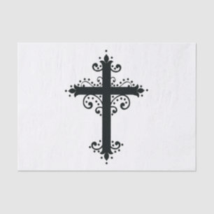 Premium-Ornamentales geschnitztes Kreuz Kunstwerk Seidenpapier