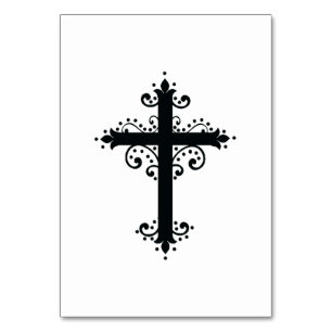 Premium-Ornamentales geschnitztes Kreuz Kunstwerk Tischnummer