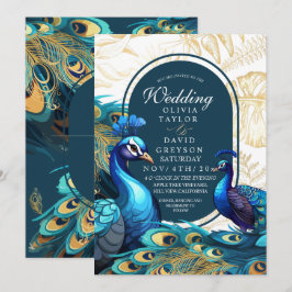 Premium Peacocks Feathers Wedding Einladung