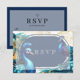 Premium Peacocks Feathers Wedding RSVP Karte