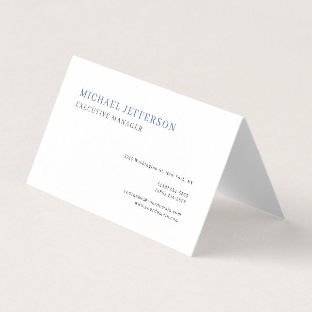 Premium Pearl Modern Elegant Simple Blue White Visitenkarten (Vorderseite)