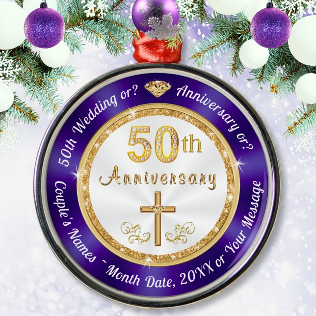 Premium, Personalisiert 50 Jahre alt Ornamente (Personalized 50th Anniversary Ornaments. 50th anniversary Christmas ornaments. Golden Anniversary!)