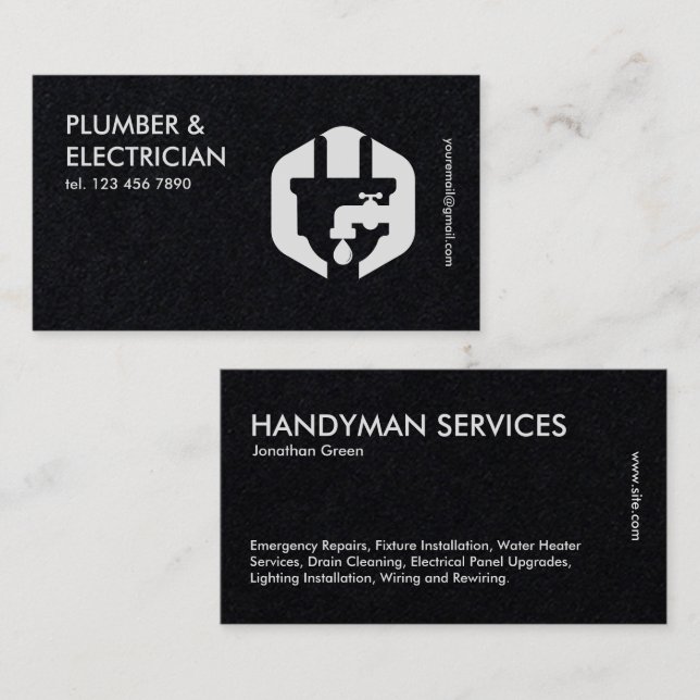Premium Plumber & Electrical Visitenkarte (Vorne/Hinten)