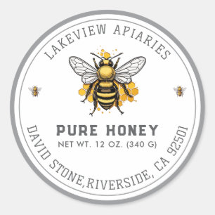 Premium Pure Honey Jar Labels Maßgeschneiderte Runder Aufkleber