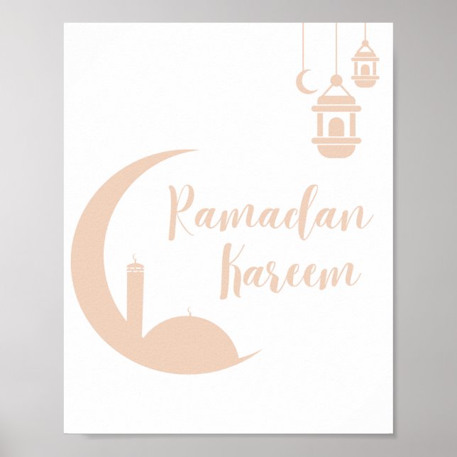 Premium Ramadan Kareem Crescent Moon & Lantern Wal Poster (Vorne)