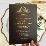 Premium Real Gold Elegant Monogram Black Wedding Folieneinladung<br><div class="desc">Upgraded Elegant Monogram invitation in real gold foil. Clean and simple design full of elegance and grace with delicate ornate hand drawn monogram showcasing couple's initials. Luxurious, design in white and real gold foil, printed on Premium Black Paper Stock -a smooth, black paper with a luxurious satin finish- made from...</div>
