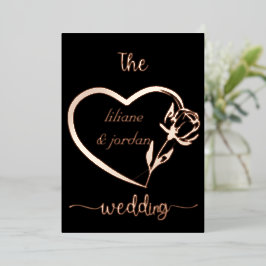 Premium Real Gold Elegante Monogram Black Foil in Folieneinladung