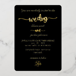 Premium Real Gold Elegante Monogram Black Foil Inv Folieneinladung