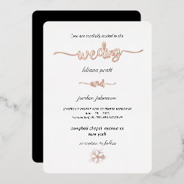 Premium Real Gold Elegante Monogram White Foil Inv Folieneinladung