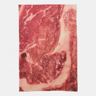 Premium rohes rotes Fleisch   Mramoriertes Steak M Handtuch