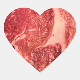 Premium rohes rotes Fleisch   Mramoriertes Steak M Herz-Aufkleber
