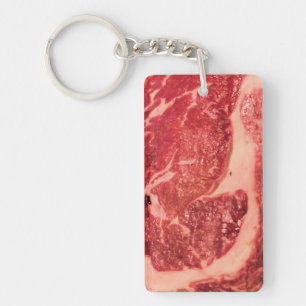 Premium rohes rotes Fleisch   Mramoriertes Steak M Schlüsselanhänger