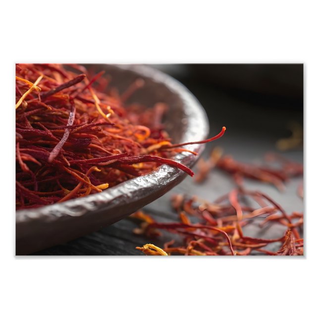 Premium Saffron Threads Extreme Macro Close Up Lux Fotodruck (Vorne)