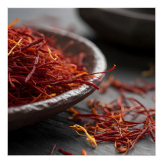 Premium Saffron Threads Extreme Macro Close Up Lux Poster