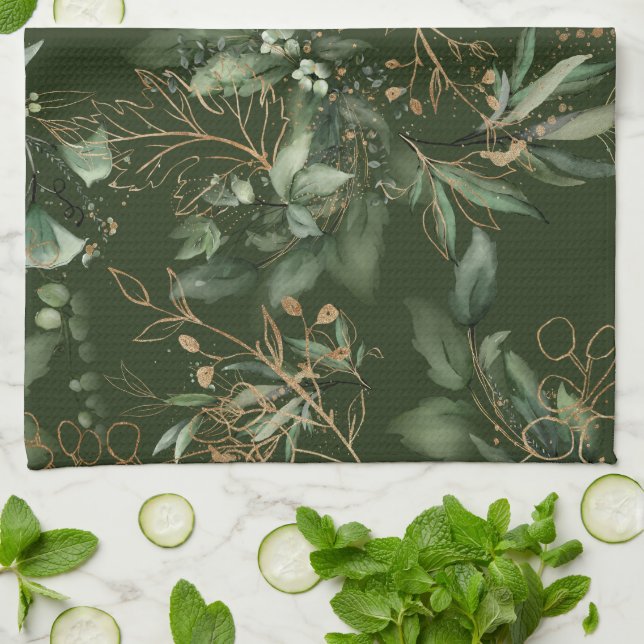Premium Sage Modern Eukalyptus Green Geschirrtuch (Gefaltet)