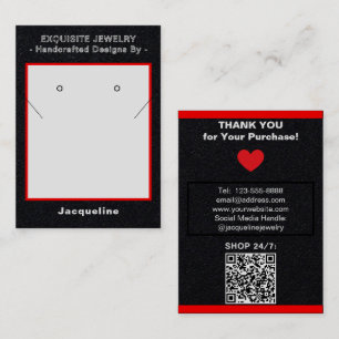 Premium Schwarz Rot Halskette Ohrringe QR Visitenkarte