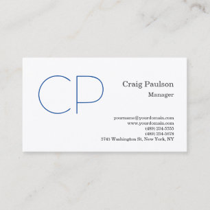 Premium Seide Blau Weiß Minimalist Modern Monogram Visitenkarte