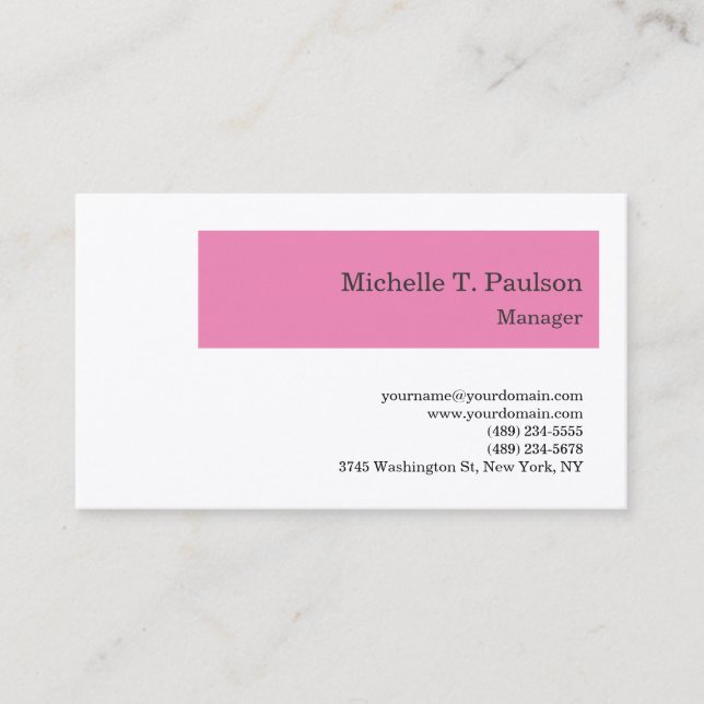 Premium Seide Minimalistisch Moderne Rosa Weiß Visitenkarte (Vorderseite)