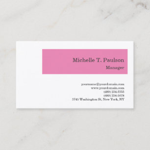 Premium Seide Minimalistischer Moderner Rosa Weiß Visitenkarte