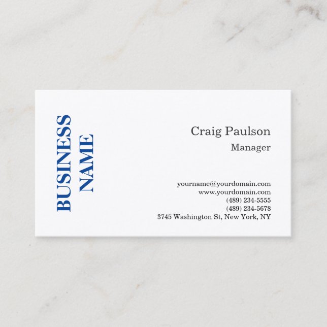 Premium Silk Blau Weiß Minimalistisch modern Visitenkarte (Vorderseite)