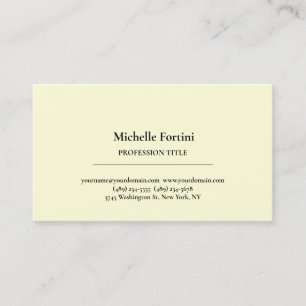 Premium Silk Elegant Schlicht hellgelb Minimalisti Visitenkarte