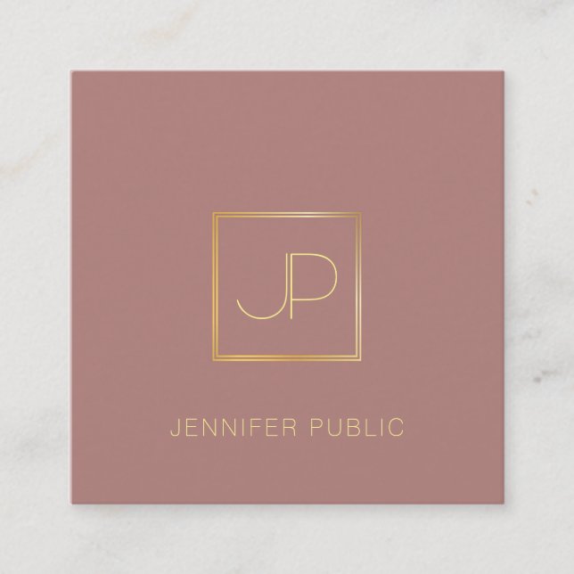 Premium Silk Finish Gold Monogram Template Luxus Quadratische Visitenkarte (Vorderseite)