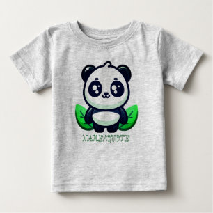 Premium Süßer Panda und Blätter Baby T-shirt