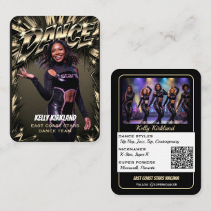 Premium Tanz Trading Cards Schwarz & Gold QR-Cod Visitenkarte