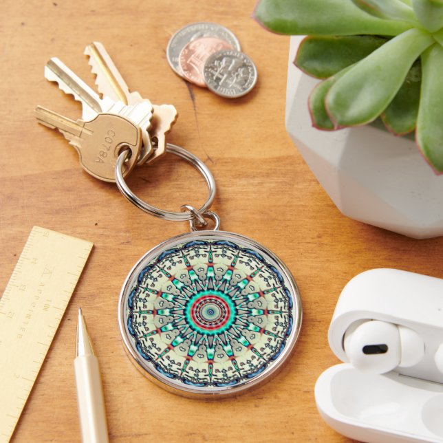 Premium Turquoise Round Schlüsselanhänger (Schreibtisch)