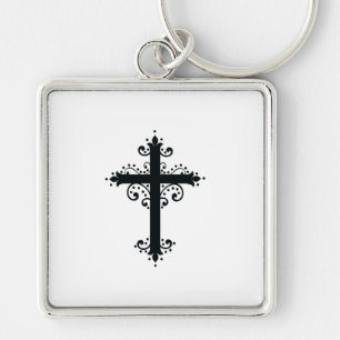 Premium Verzierte Geschnitzte Kreuz Kunst Schlüsselanhänger