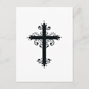 Premium verziertes geschnitztes Kreuz Kunst Postkarte