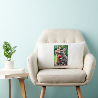 "Premium White Rabbit Photo Cushion: Add Charm to  Lendenkissen