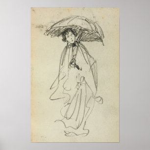 Prendergast - Stehende Frau mit Sonnenschirm Poster