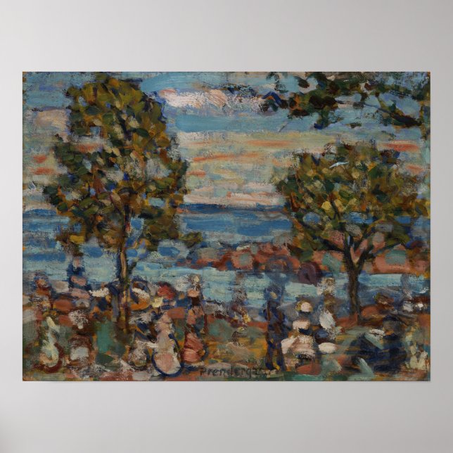 Prendergast - Strand mit zwei Bäumen Poster (Vorne)