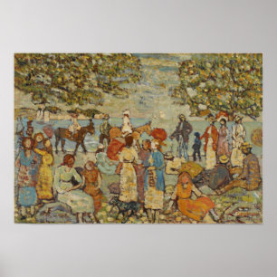 Prendergast - Strandlandschaft mit Eseln (oder Mau Poster