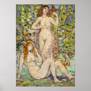 Prendergast - Zwei Figuren mit Schwan 1910 Poster