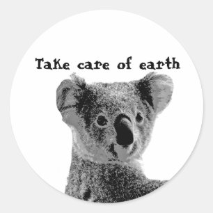 "Prenez soin de la terre" 2 Stickers Ours Koala