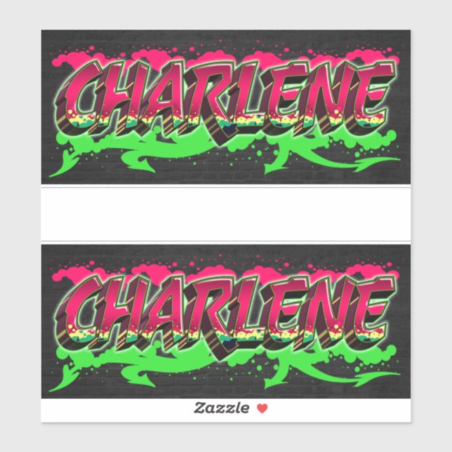 Prénom de Charlene Nom Graffiti Autocollant Autoco (Feuille)