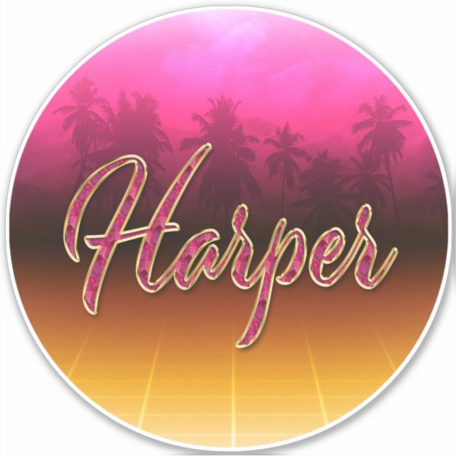 Prénom de Harper Nom de Golden Pink Autocollants (Devant)