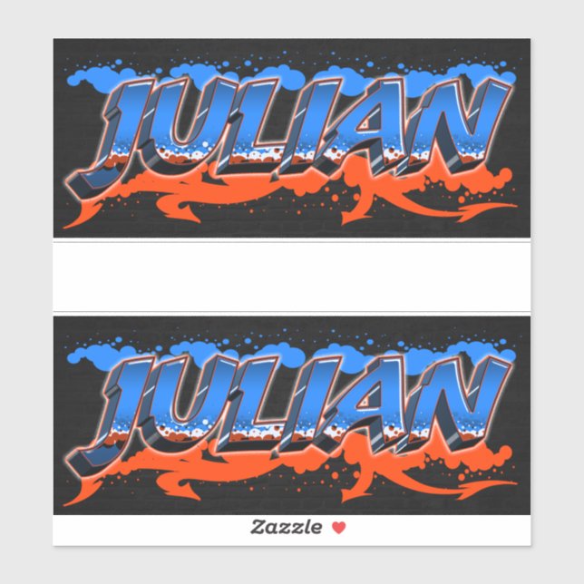 Prénom de Julian Prénom Nom Graffiti Autocollant A (Feuille)