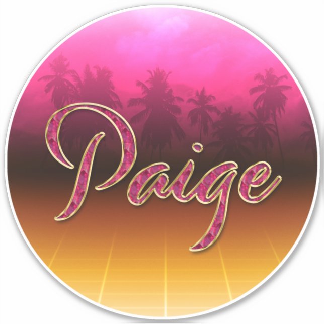 Prénom de Paige Nom de Golden Pink Autocollants (Devant)