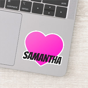 Prénom du coeur rose avec Sticker en texte noir