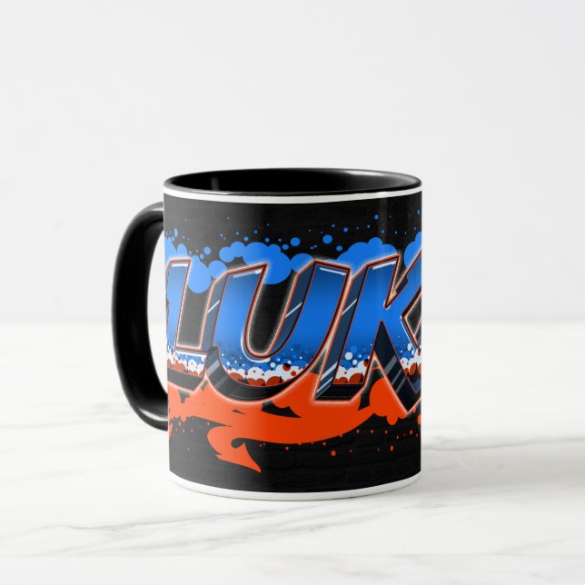 Prénom Graffiti blue Tasse orange (Devant gauche)