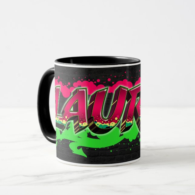 Prénom Graffiti red Tasse verte (Devant gauche)